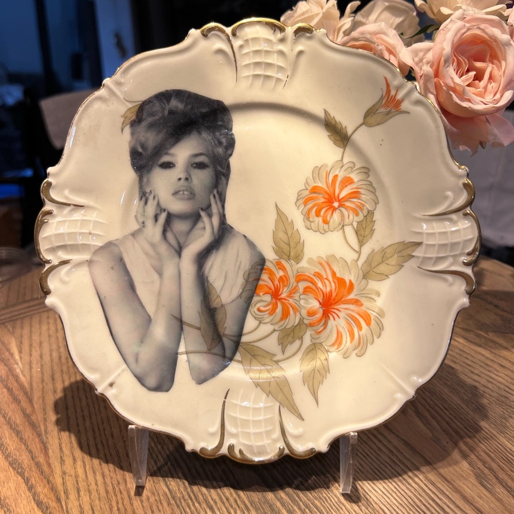One of a Kind Art Plate featuring Brigitte Bardot french actress
